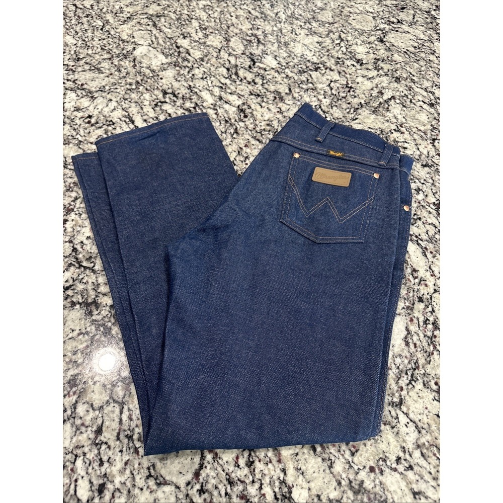 Wrangler Jeans Mens 35x32 Blue 13MWZ Straight Stretch Dark Wash